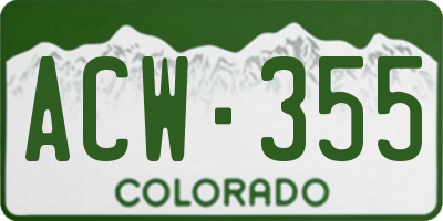 CO license plate ACW355