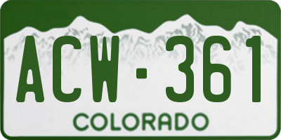 CO license plate ACW361