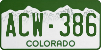 CO license plate ACW386