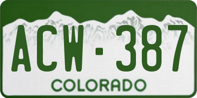 CO license plate ACW387
