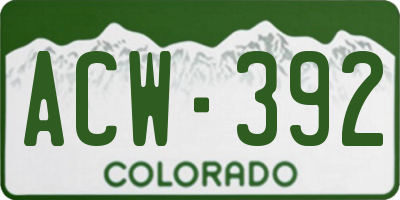 CO license plate ACW392