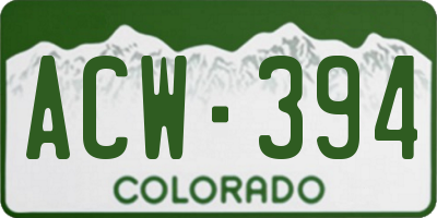 CO license plate ACW394