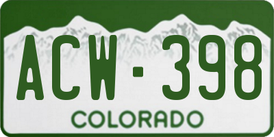 CO license plate ACW398