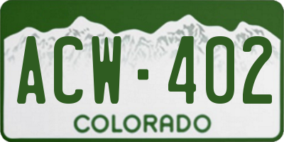 CO license plate ACW402