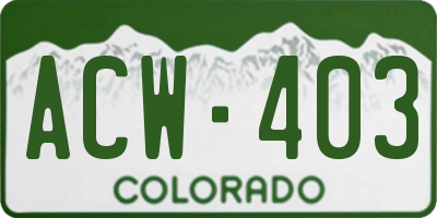 CO license plate ACW403