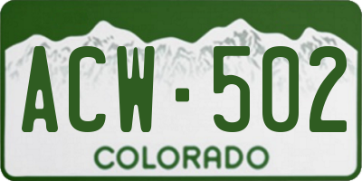 CO license plate ACW502