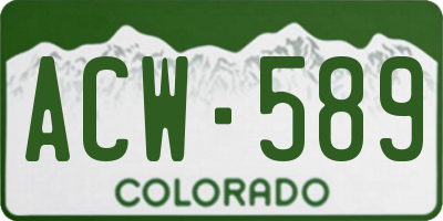 CO license plate ACW589