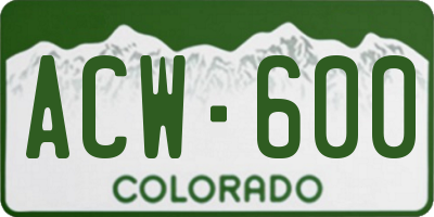 CO license plate ACW600