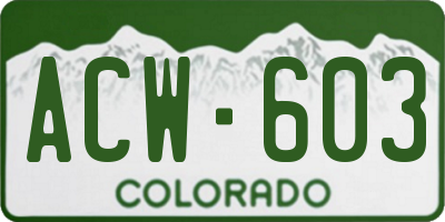 CO license plate ACW603
