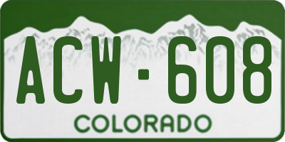 CO license plate ACW608