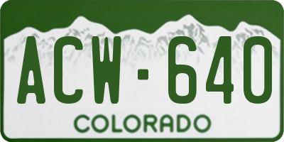 CO license plate ACW640