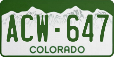 CO license plate ACW647