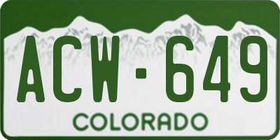 CO license plate ACW649
