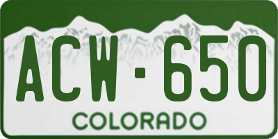 CO license plate ACW650