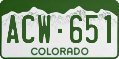 CO license plate ACW651