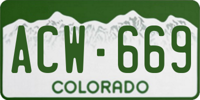 CO license plate ACW669