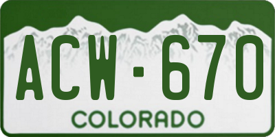 CO license plate ACW670