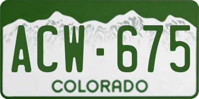 CO license plate ACW675