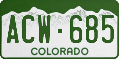 CO license plate ACW685
