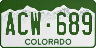 CO license plate ACW689