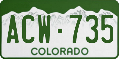 CO license plate ACW735