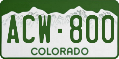 CO license plate ACW800