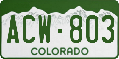 CO license plate ACW803