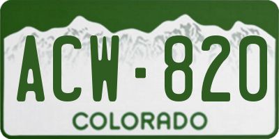 CO license plate ACW820
