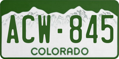 CO license plate ACW845
