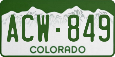 CO license plate ACW849