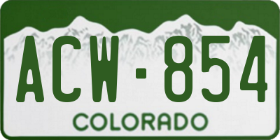 CO license plate ACW854