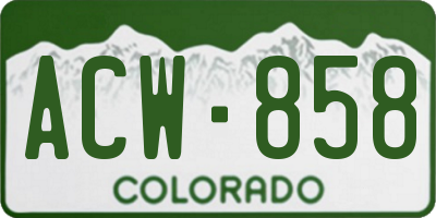 CO license plate ACW858
