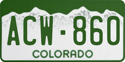 CO license plate ACW860