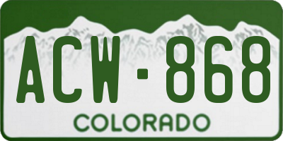 CO license plate ACW868