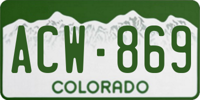 CO license plate ACW869
