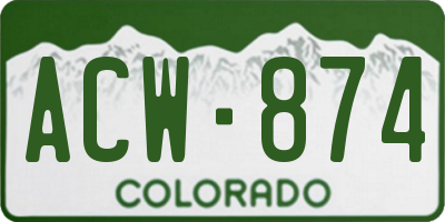 CO license plate ACW874
