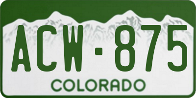CO license plate ACW875