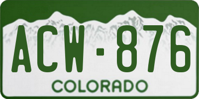 CO license plate ACW876