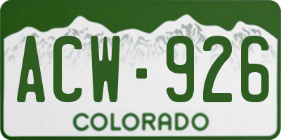 CO license plate ACW926