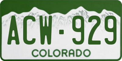 CO license plate ACW929