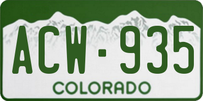 CO license plate ACW935