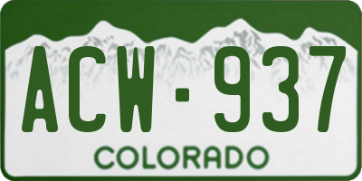 CO license plate ACW937
