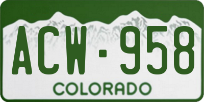 CO license plate ACW958