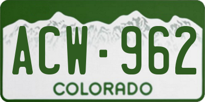 CO license plate ACW962