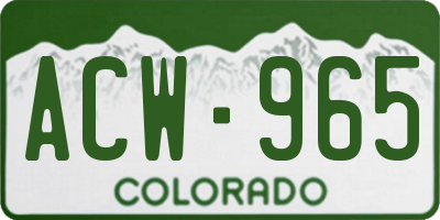 CO license plate ACW965