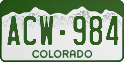 CO license plate ACW984