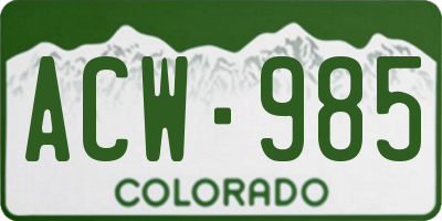 CO license plate ACW985