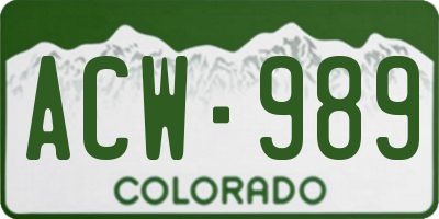 CO license plate ACW989