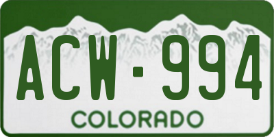 CO license plate ACW994