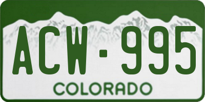 CO license plate ACW995
